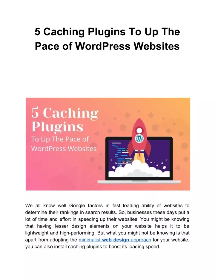 5 caching plugins to up the pace of wordpress