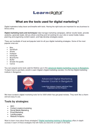 what are the tools used for digital marketing