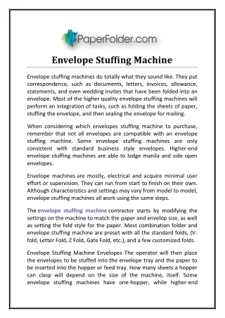 envelope stuffing machine