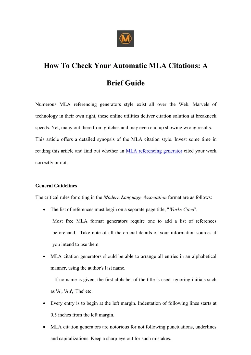 PPT - How To Check Your Automatic MLA Citations: A Brief Guide ...