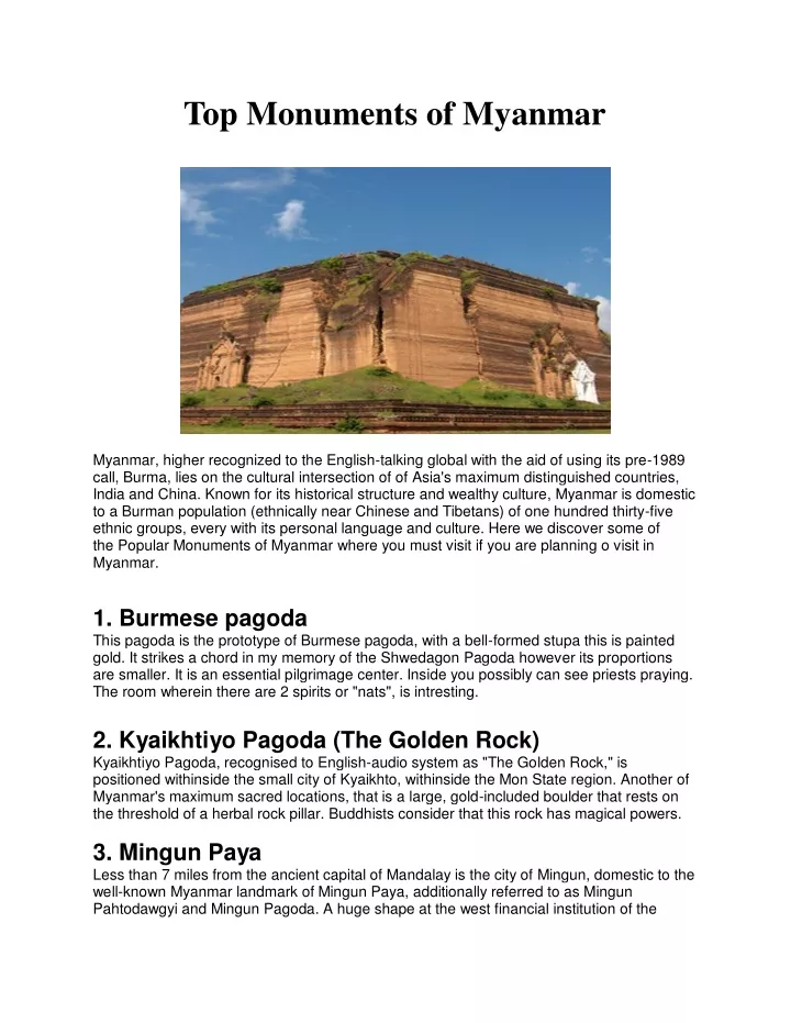 top monuments of myanmar