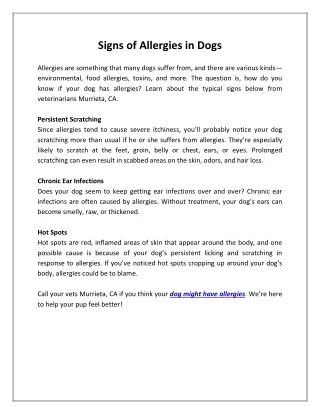 signs of allergies in dogs