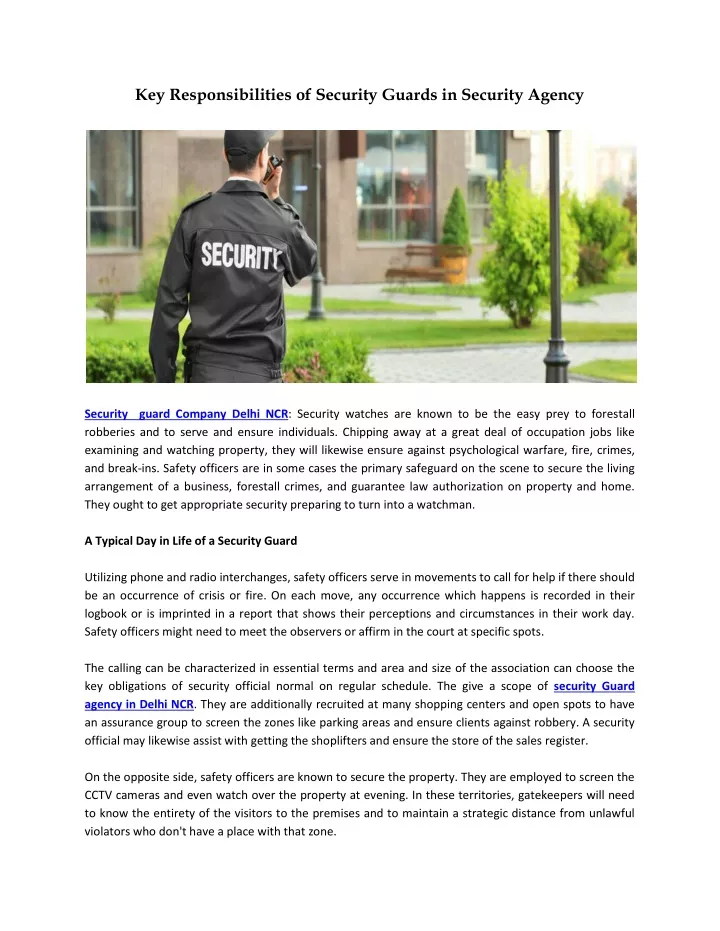 key responsibilities of security guards