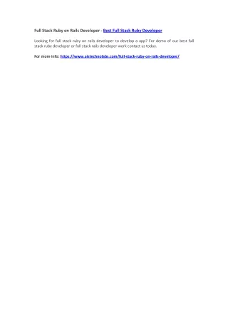 full stack ruby on rails developer best full
