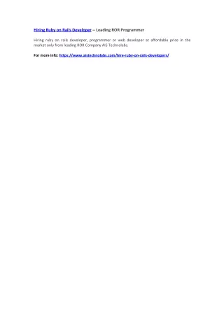 hiring ruby on rails developer leading