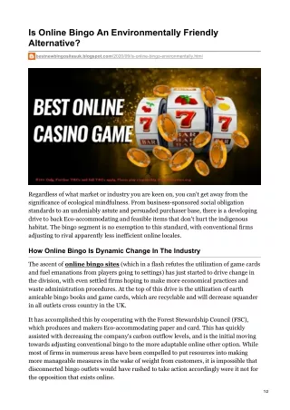 is online bingo an environmentally friendly
