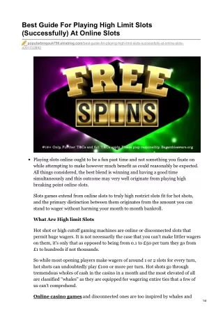 best guide for playing high limit slots