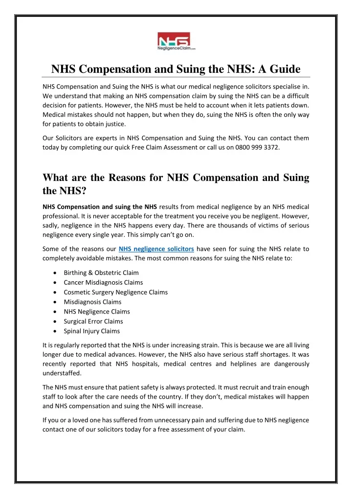 nhs compensation and suing the nhs a guide