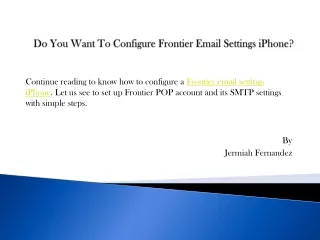do you want to configure frontier email settings iphone