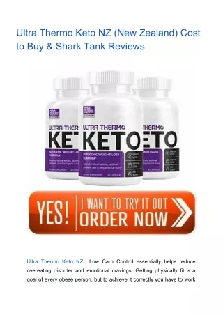 Ultra Thermo Keto NZ (New Zealand) Cost to Buy & Shark Tank Reviews