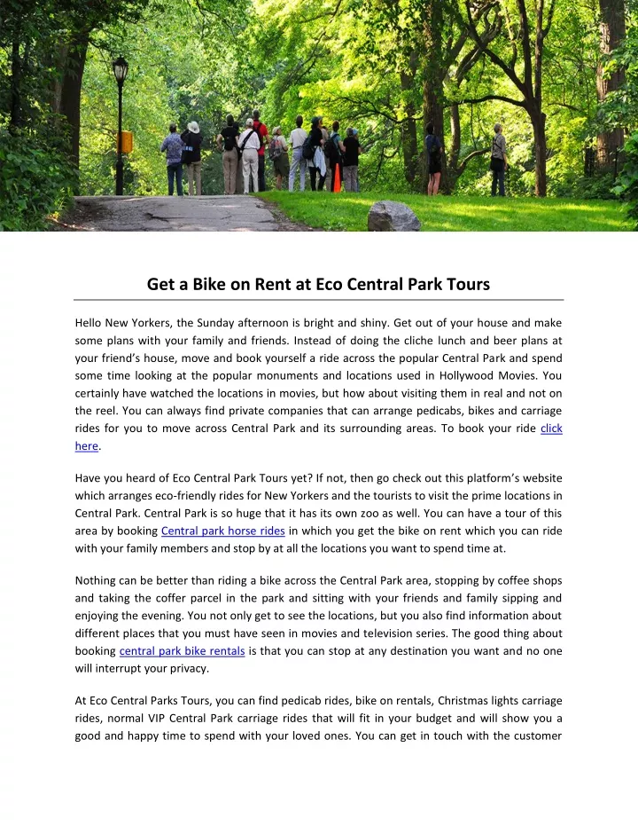 get a bike on rent at eco central park tours
