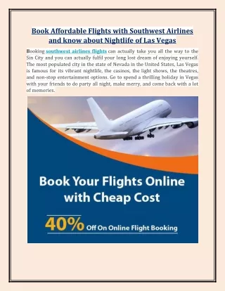 Book Affordable Flights with Southwest Airlines and know about Nightlife of Las Vegas