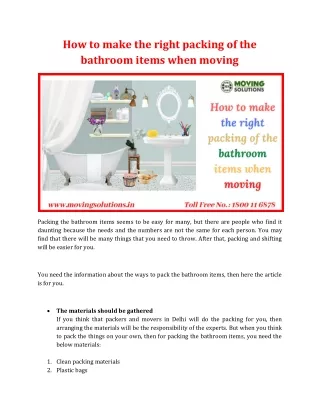 how to make the right packing of the bathroom