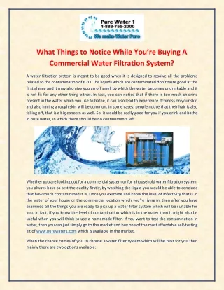 Things to Notice While You are Buying A Commercial Water Filtration System