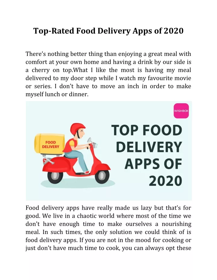 top rated food delivery apps of 2020