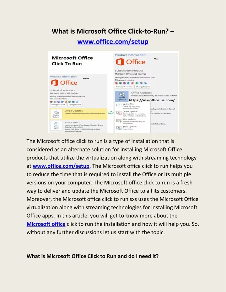 what is microsoft office click to run www office