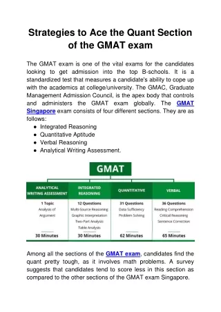 strategies to ace the quant section of the gmat