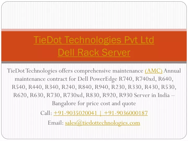 tiedot technologies pvt ltd dell rack server