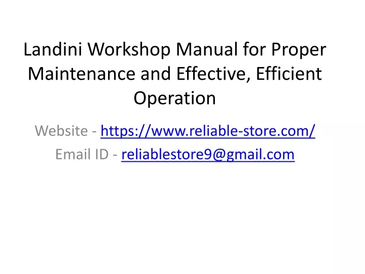 landini workshop manual for proper maintenance and effective efficient operation