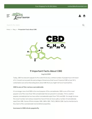 Important Facts About CBD