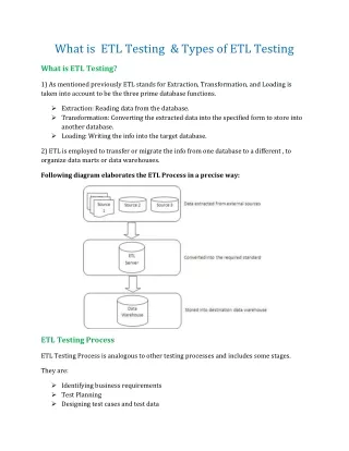 what is etl testing types of etl testing