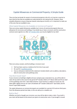 capital allowances on commercial property