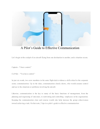 a pilot s guide to effective communication