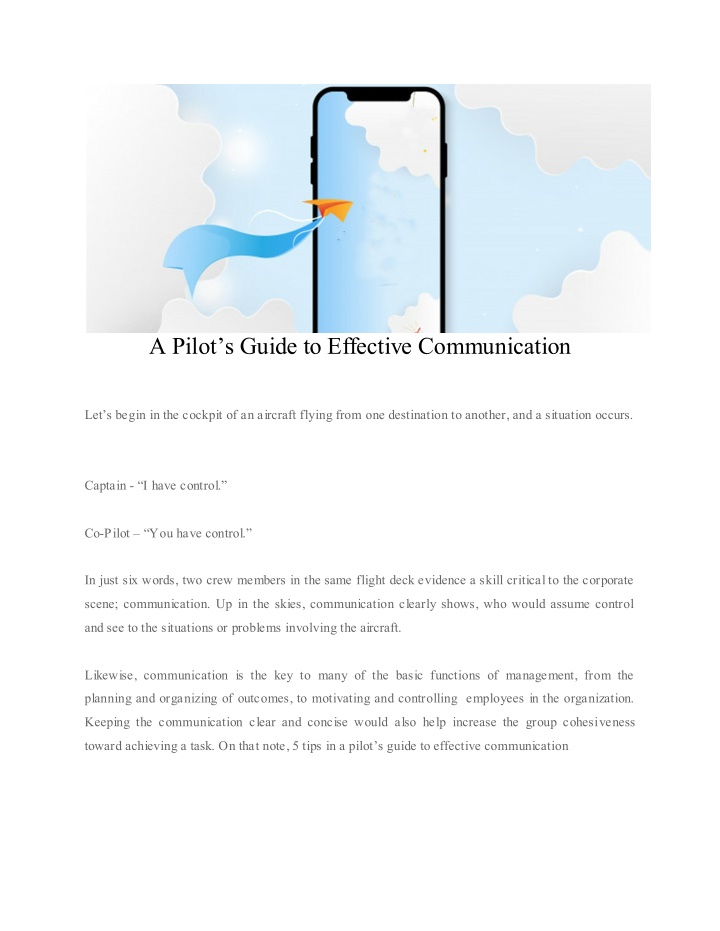 a pilot s guide to effective communication