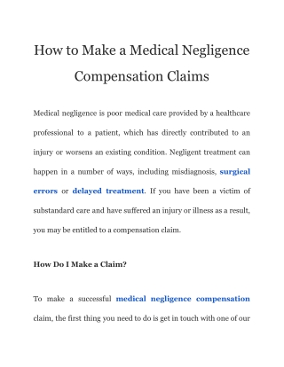 How to Make a Medical Negligence Compensation Claims