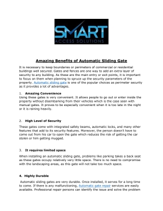Amazing Benefits of Automatic Sliding Gate