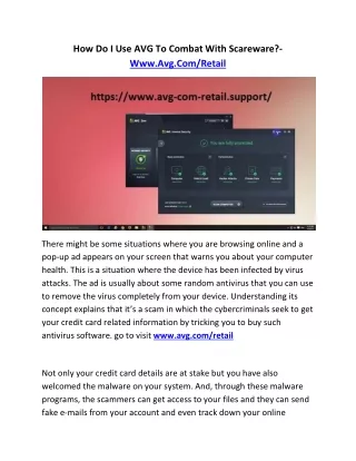 how do i use avg to combat with scareware