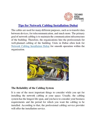 tips for network cabling installation dubai
