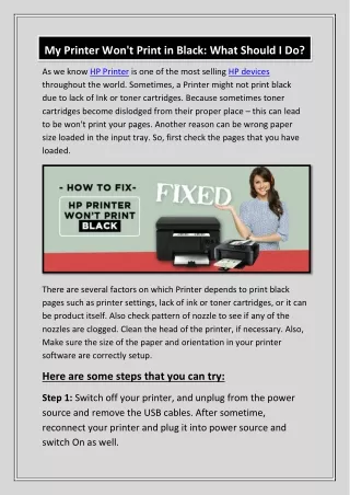 My Printer Won't Print in Black: What Should I Do?