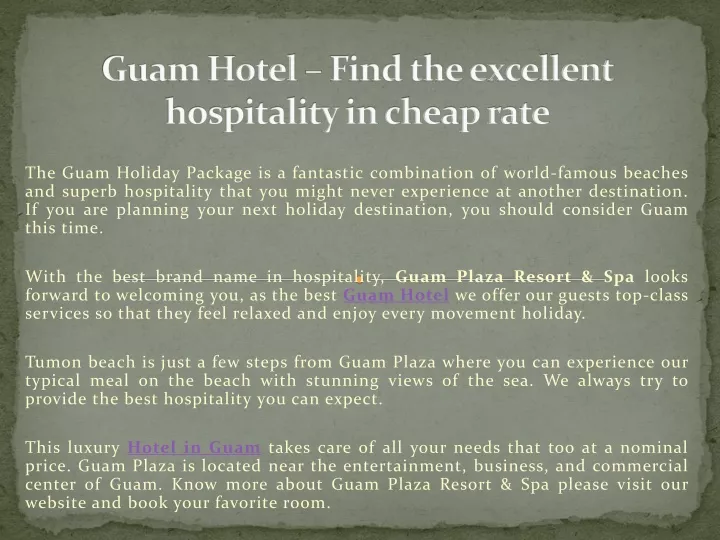 guam hotel find the excellent hospitality in cheap rate