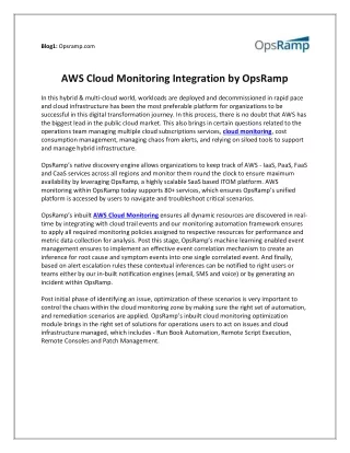 AWS Cloud Monitoring Integration by OpsRamp