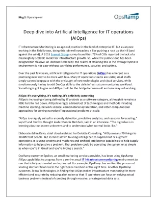 Deep dive into Artificial Intelligence for IT operations (AIOps)