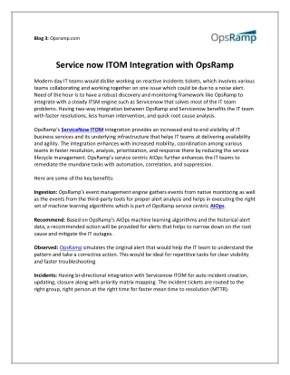 Servicenow ITOM Integration with OpsRamp