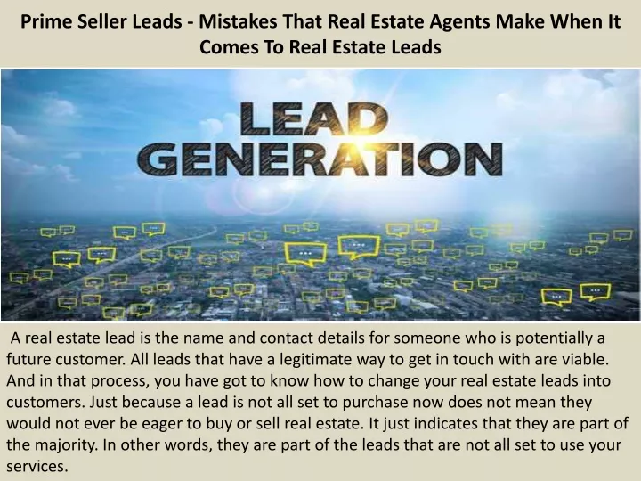 prime seller leads mistakes that real estate agents make when it comes to real estate leads