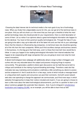 what it is advisable to know about technology