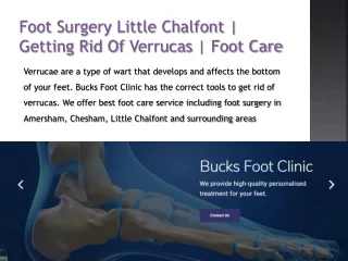 Foot Surgery Little Chalfont | Getting Rid Of Verrucas | Foot Care