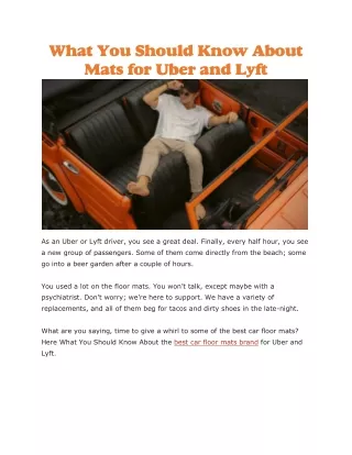 what you should know about mats for uber and lyft