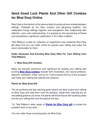Send Good Luck Plants And Other Gift Combos for Bhai Dooj Online