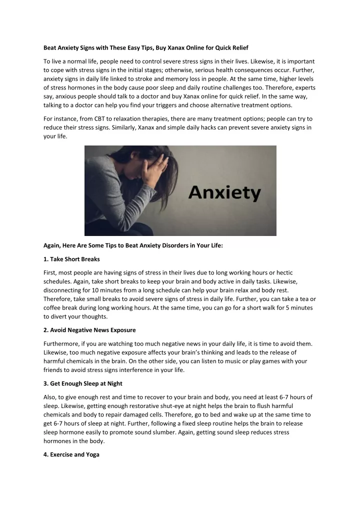 beat anxiety signs with these easy tips buy xanax
