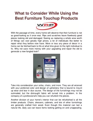 What to Consider While Using the Best Furniture Touchup Products