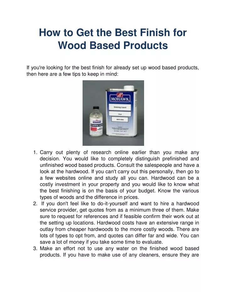 how to get the best finish for wood based products