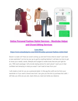 Online Personal Fashion Stylist Services - Wardrobe Helper and Closet Editing Services