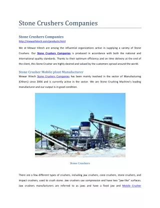 stone crushers companies
