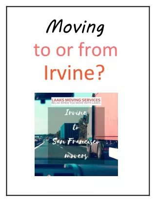 Moving to or from Irvine - How to plan your move