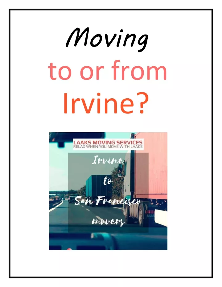 moving to or from irvine