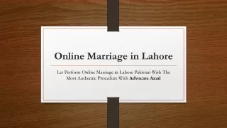 Online Marriage in Lahore - Get Service By Professional Lawyer